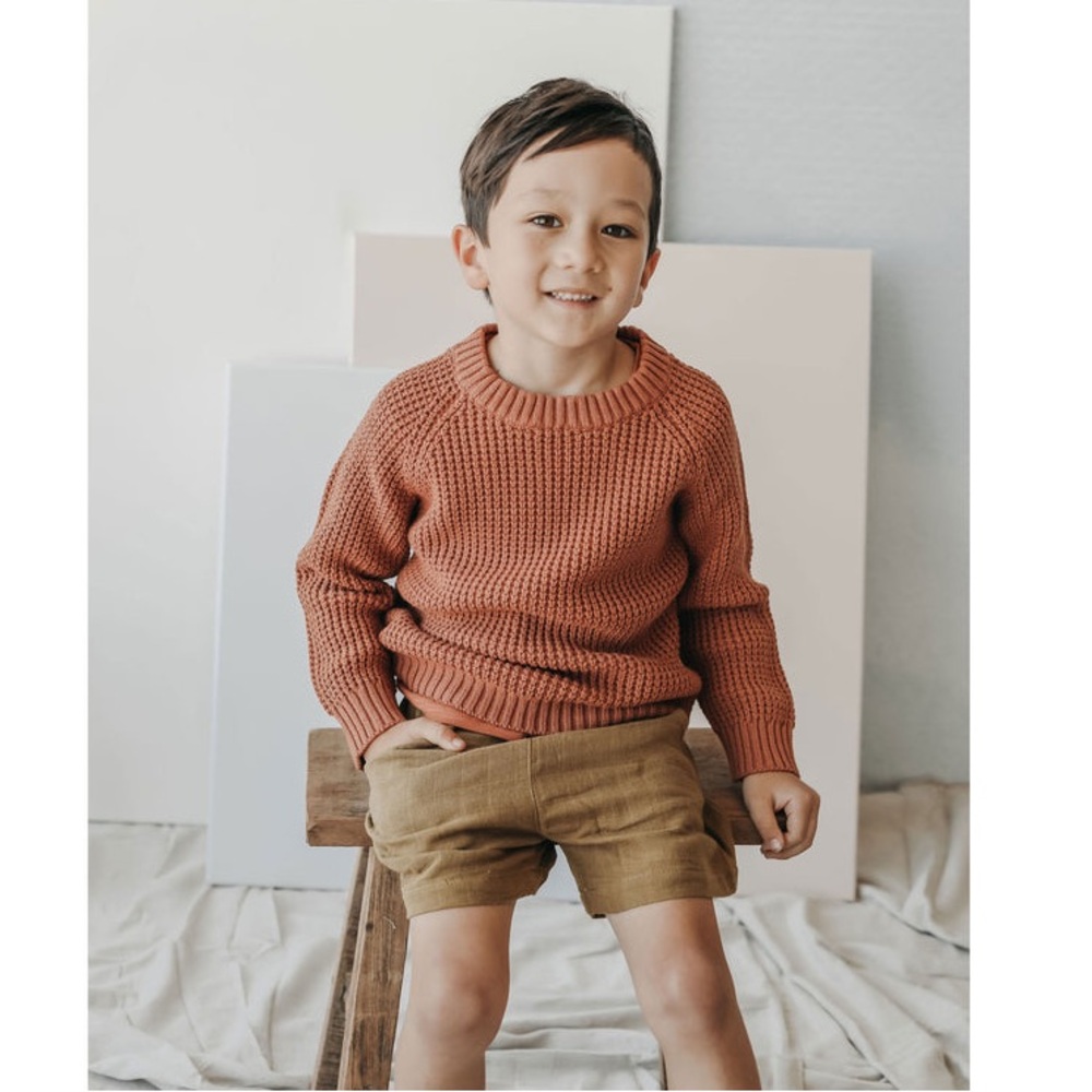 Jamie Kay Barnaby Knit Cotton Sweater in Copper Marle